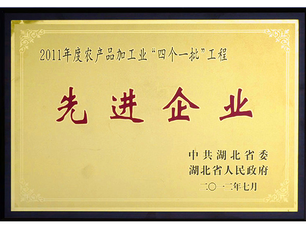 2012年 即胜体育集团荣获湖北省2011年度农产品加工业“四个一批”工程先进企业